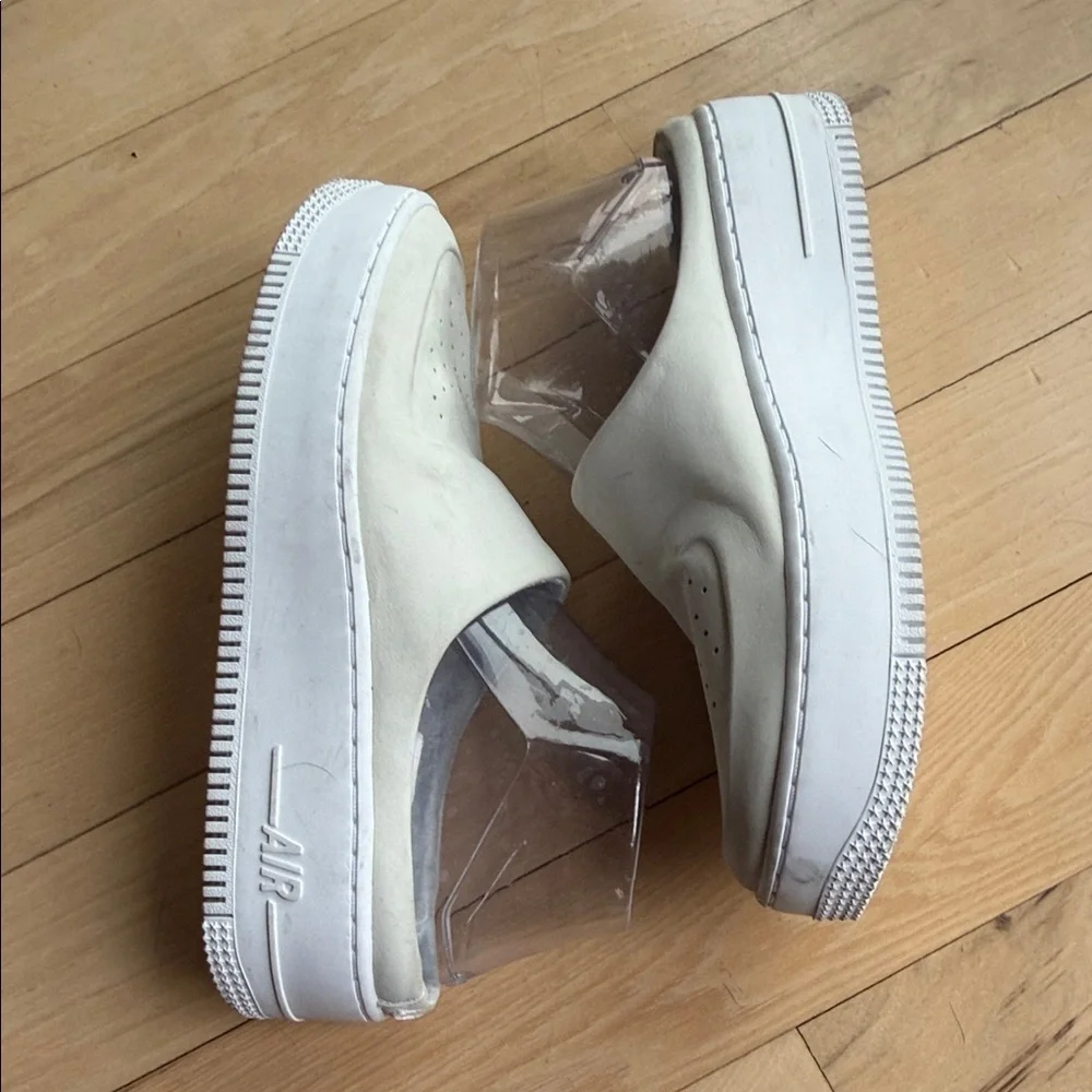 Nike Air Force 1 Lover XX Off-White Leather Platform Mules AO1523-100 Mens 9.5